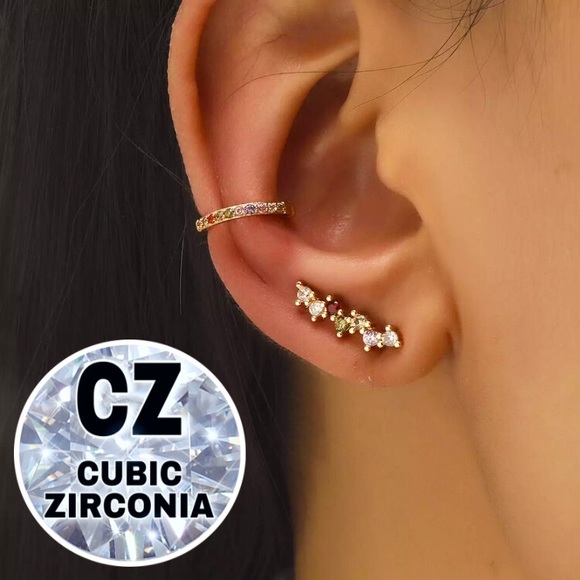 Jewelry - ⚜️[𝟯𝟬%𝗢𝗙𝗙|𝗯𝘂𝗻𝗱𝗹𝗲𝘀 𝟯+]⚜️18K CZ Climber Cuff Earrings NEW